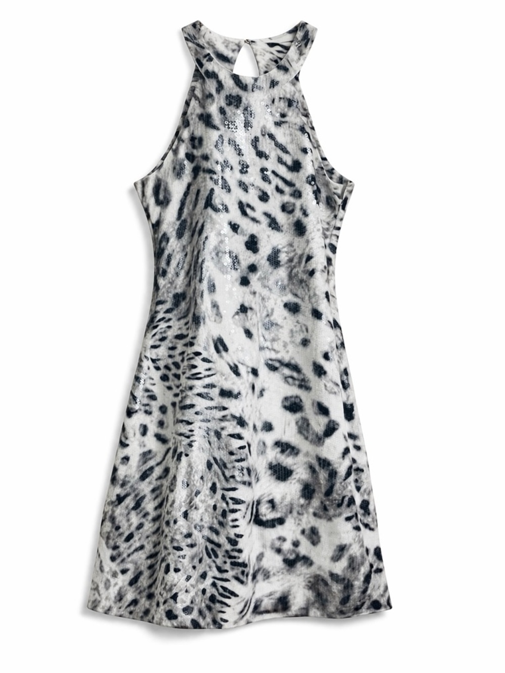 Parker Snow Leopard Print Mini Dress Open Back Cutout Shimmer Textured XS - Picture 8 of 8